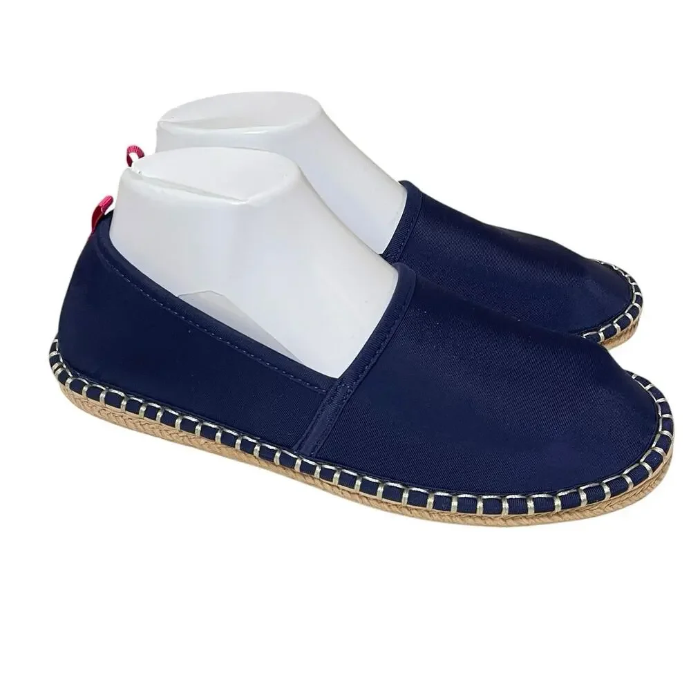 Lands’ End Women's Espadrille Beach and Water Shoes Size 8.5 Navy Blue Neoprene